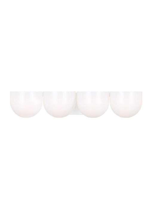 Generation Lighting Christiane Lemieux Cheverny 4-Light Extra Large Bath Vanity Wall Sconce In Matte White Finish With Milk Glass Shades (LXV1004MWT)