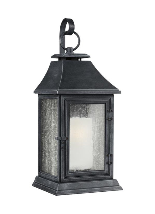 Generation Lighting Shepherd Small Lantern Dark Weathered Zinc Finish With Opal Etched Glass And Clear Seeded Glass (OL10600DWZ)