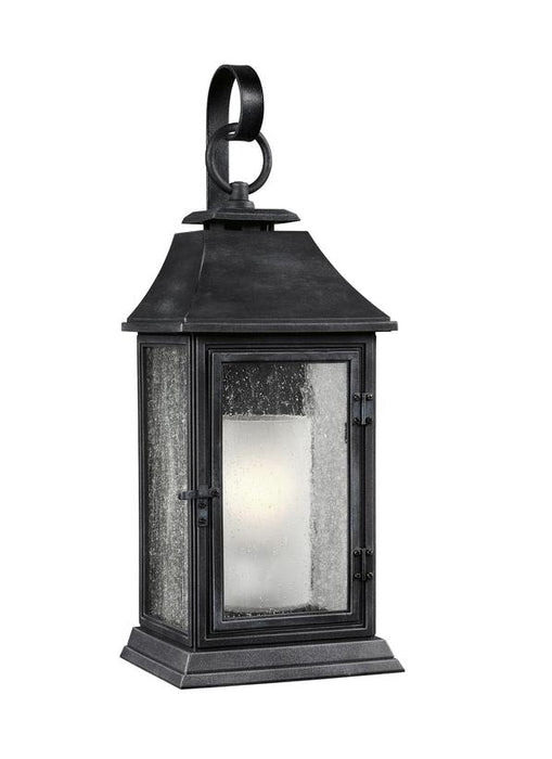 Generation Lighting Shepherd Medium Lantern Dark Weathered Zinc Finish With Opal Etched Glass And Clear Seeded Glass (OL10601DWZ)