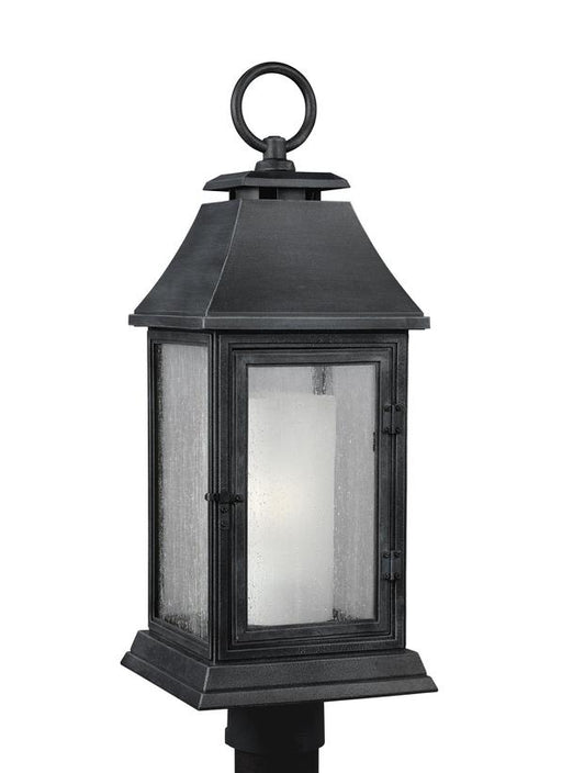 Generation Lighting Shepherd Post Lantern Dark Weathered Zinc Finish With Opal Etched Glass And Clear Seeded Glass (OL10608DWZ)