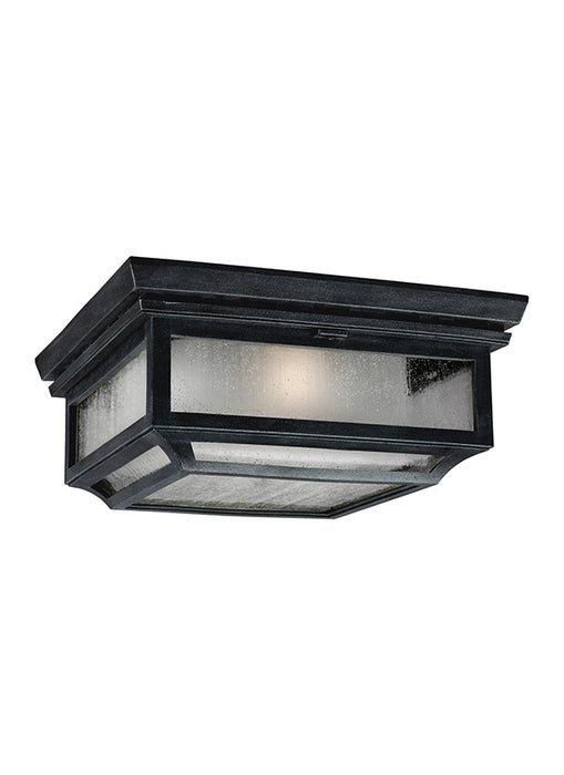 Generation Lighting Shepherd Flush Mount Dark Weathered Zinc Finish With Opal Etched Glass And Clear Seeded Glass (OL10613DWZ)