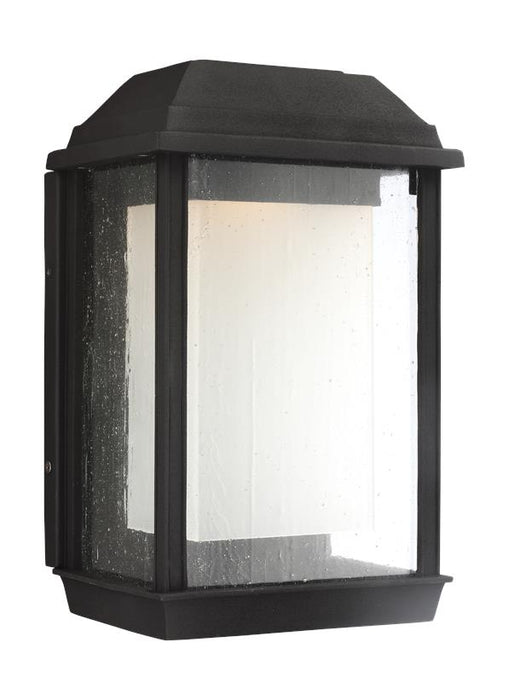 Generation Lighting Mchenry Medium LED Lantern Textured Black Finish With Etched White Glass And Clear Seeded Glass Panels (OL12801TXB-L1)