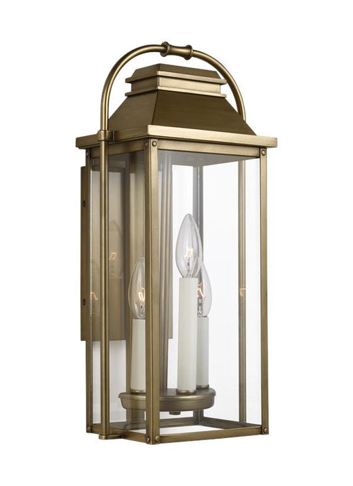Generation Lighting Wellsworth Small Lantern Painted Distressed Brass Finish With Clear Glass Panels (OL13200PDB)