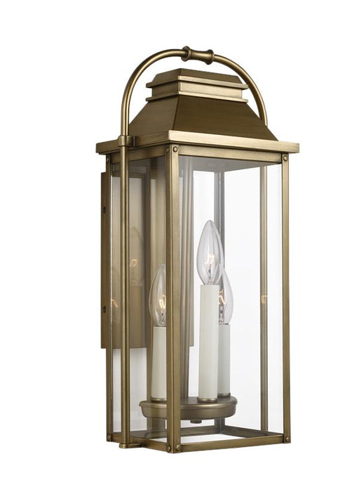 Generation Lighting Wellsworth Small Lantern Painted Distressed Brass Finish With Clear Glass Panels (OL13200PDB)
