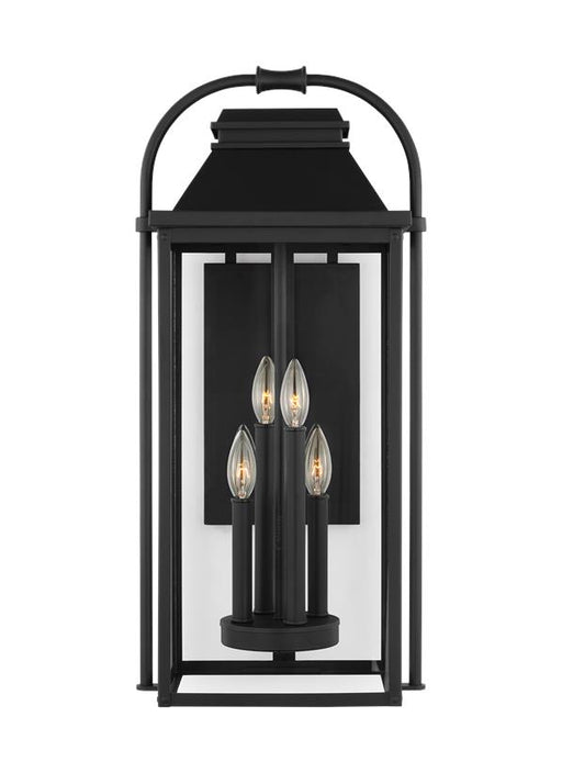 Generation Lighting Wellsworth Transitional 4-Light Outdoor Exterior Large Lantern Sconce Light Textured Black With Clear Glass Panels (OL13202TXB)