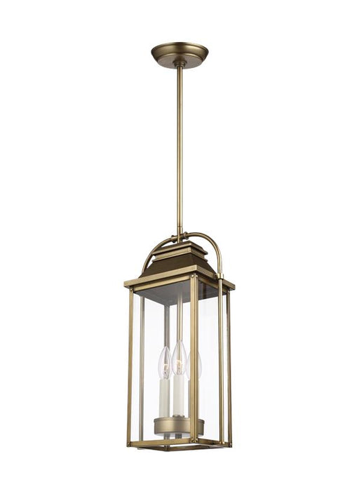 Generation Lighting Wellsworth Pendant Painted Distressed Brass Finish With Clear Glass Panels (OL13209PDB)
