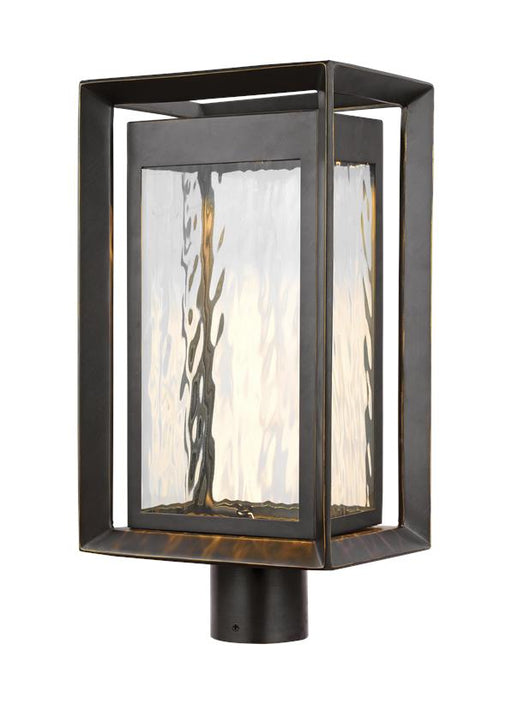 Generation Lighting Urbandale Large LED Post Lantern Antique Bronze Finish With Water Glass Panels (OL13707ANBZ-L1)