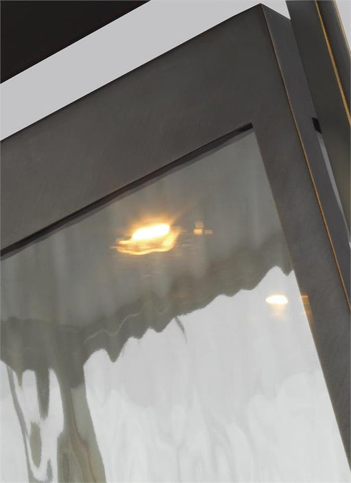 Generation Lighting Urbandale Modern 1-Light Outdoor Exterior Large LED Post Lantern Textured Black-Water Glass Panel/Water Glass Panels (OL13707TXB-L1)