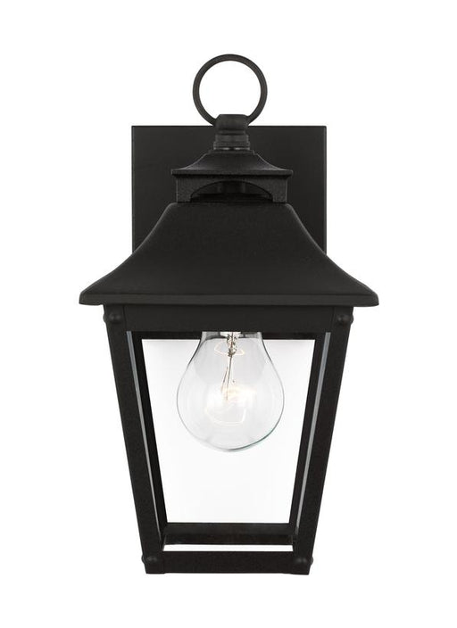 Generation Lighting Galena Traditional 1-Light Outdoor Exterior Extra Small Lantern Sconce Light Textured Black-Clear Seeded Glass Panels (OL14401TXB)