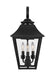 Generation Lighting Galena Traditional 3-Light Outdoor Exterior Medium Lantern Sconce Light Textured Black With Clear Seeded Glass Panels (OL14403TXB)