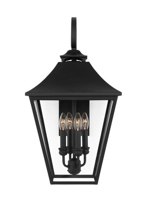 Generation Lighting Galena Traditional 4-Light Outdoor Exterior Large Lantern Sconce Light Textured Black With Clear Seeded Glass Panels (OL14404TXB)