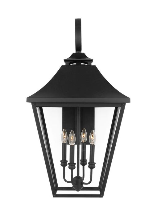 Generation Lighting Galena Traditional 4-Light Outdoor Exterior Extra Large Lantern Sconce Light Textured Black-Clear Seeded Glass Panels (OL14405TXB)