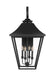Generation Lighting Galena Traditional 4-Light Outdoor Exterior Extra Large Lantern Sconce Light Textured Black-Clear Seeded Glass Panels (OL14405TXB)