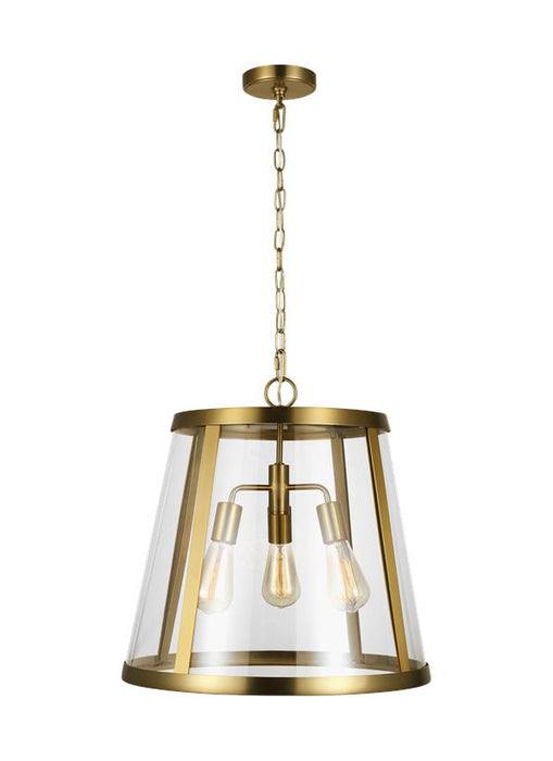 Generation Lighting Harrow Large Pendant Burnished Brass Finish With Clear Glass Panels (P1288BBS)