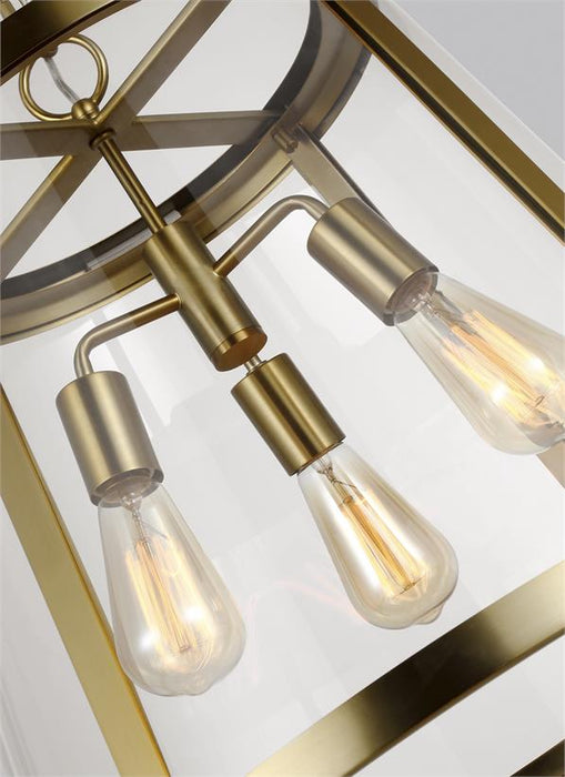 Generation Lighting Harrow Large Pendant Burnished Brass Finish With Clear Glass Panels (P1288BBS)