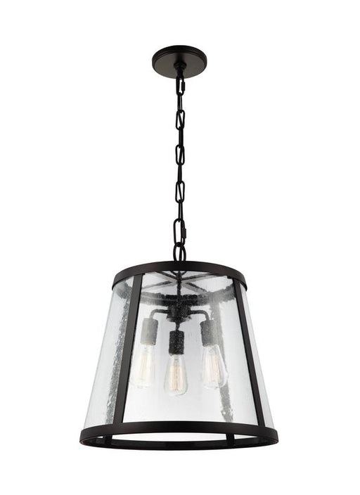 Generation Lighting Harrow Large Pendant Oil Rubbed Bronze Finish With Clear Seeded Glass Panels (P1288ORB)