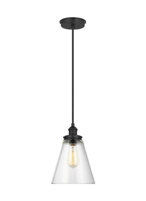 Generation Lighting Sean Lavin Baskin 1-Light Cone Pendant In Midnight Black Finish With Clear Glass Shade (P1347MBK)