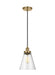 Generation Lighting Sean Lavin Baskin 1-Light Cone Pendant In Satin Brass Finish With Clear Glass Shade (P1347SB)