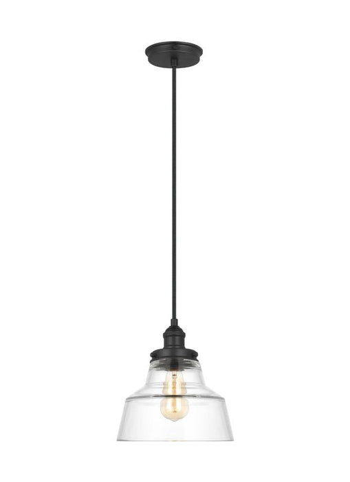 Generation Lighting Sean Lavin Baskin 1-Light Chimney Pendant In Midnight Black Finish With Clear Glass Shade (P1348MBK)