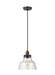 Generation Lighting Baskin Chimney Pendant Painted Aged Brass/Dark Weathered Zinc Finish With Clear Glass (P1348PAGB/DWZ)