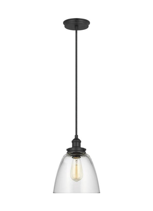 Generation Lighting Sean Lavin Baskin 1-Light Dome Pendant In Midnight Black Finish With Clear Glass Shade (P1349MBK)