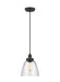 Generation Lighting Sean Lavin Baskin 1-Light Dome Pendant In Midnight Black Finish With Clear Glass Shade (P1349MBK)