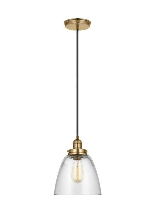 Generation Lighting Sean Lavin Baskin 1-Light Dome Pendant In Satin Brass Finish With Clear Glass Shade (P1349SB)