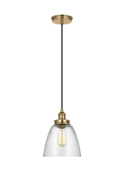 Generation Lighting Sean Lavin Baskin 1-Light Dome Pendant In Satin Brass Finish With Clear Glass Shade (P1349SB)