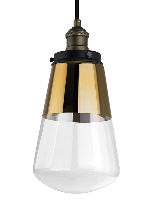Generation Lighting Waveform Mini-Pendant Painted Aged Brass/Dark Weathered Zinc Finish With Gold Vacuum Plated Glass (P1372PAGB/DWZ)