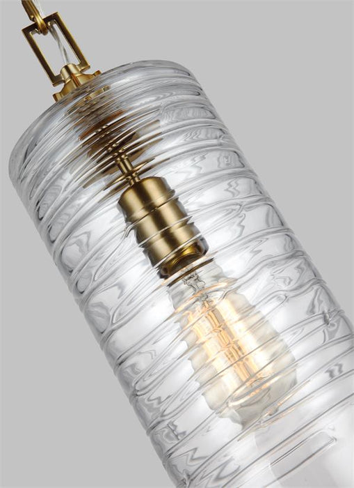 Generation Lighting Elmore Cylinder Pendant Burnished Brass Finish With Clear Glass (P1446BBS)