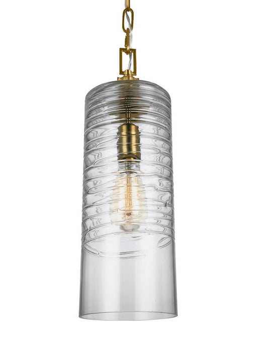 Generation Lighting Elmore Cylinder Pendant Burnished Brass Finish With Clear Glass (P1446BBS)