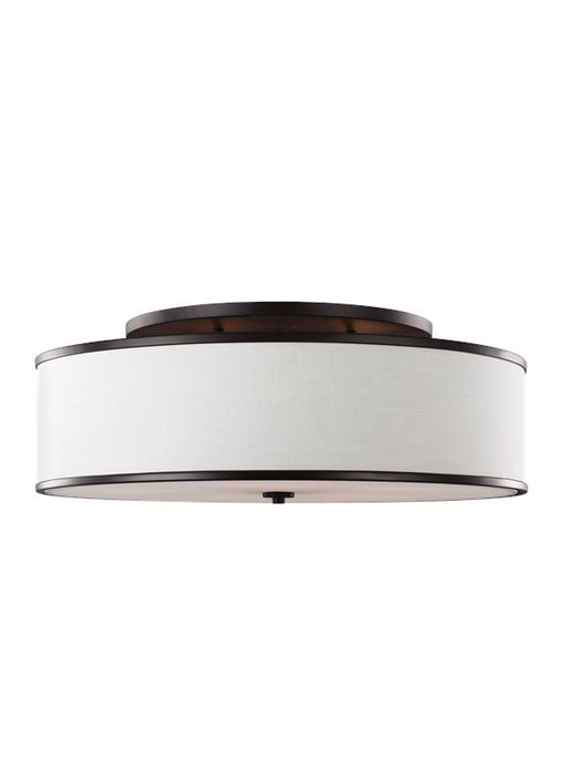 Generation Lighting Lennon Large Semi-Flush Mount Oil Rubbed Bronze Finish With Ivory Linen Shade (SF340ORB)