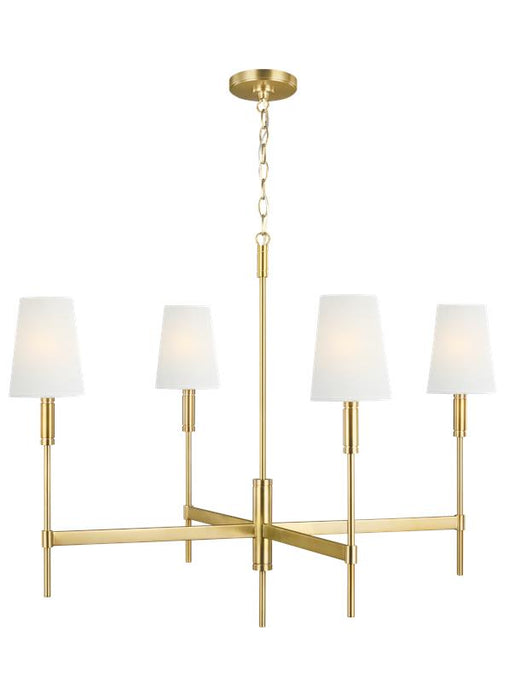 Generation Lighting Beckham Classic Large Chandelier Burnished Brass Finish With White Linen Fabric Shades (TC1044BBS)