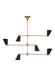 Generation Lighting Signoret Large Chandelier Burnished Brass Finish With Midnight Black Steel Shades (TC1116BBS)