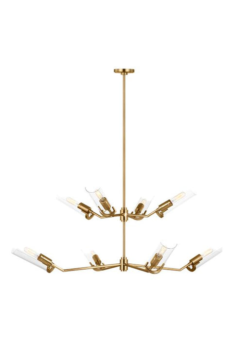 Generation Lighting Mezzo Transitional 8-Light Indoor Dimmable Grand Chandelier In Burnished Brass Gold Finish With Clear Glass Shades (TC1158BBS)