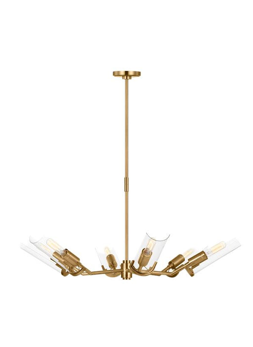 Generation Lighting Mezzo Transitional 6-Light Indoor Dimmable Large Chandelier In Burnished Brass Gold Finish With Clear Glass Shades (TC1166BBS)