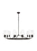 Generation Lighting Ziba Transitional 12-Light Indoor Dimmable Extra Large Chandelier In Aged Iron Finish With White Linen Fabric Shades (TC11712AI)