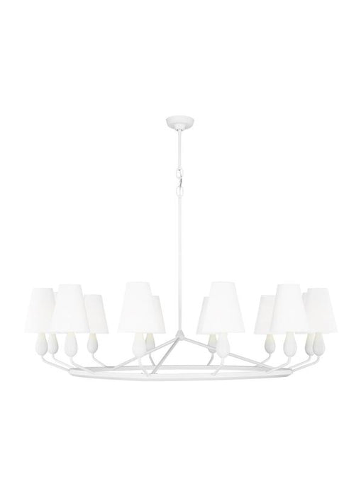 Generation Lighting Ziba Transitional 12-Light Indoor Dimmable Extra Large Chandelier Matte White With White Linen Fabric Shades (TC11712MWT)