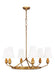 Generation Lighting Ziba Transitional 6-Light Indoor Dimmable Medium Chandelier In Antique Gild Gold Finish With White Linen Fabric Shades (TC1186ADB)