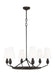Generation Lighting Ziba Transitional 6-Light Indoor Dimmable Medium Chandelier In Aged Iron Finish With White Linen Fabric Shades (TC1186AI)