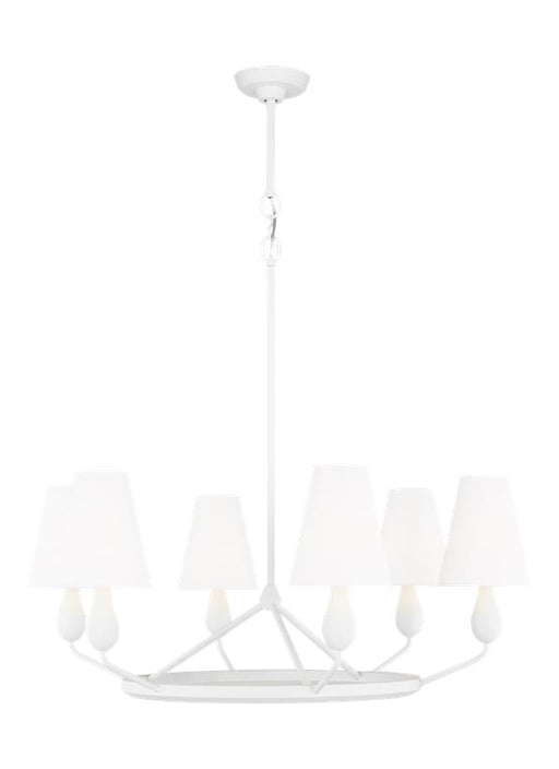 Generation Lighting Ziba Transitional 6-Light Indoor Dimmable Medium Chandelier In Matte White Finish With White Linen Fabric Shades (TC1186MWT)
