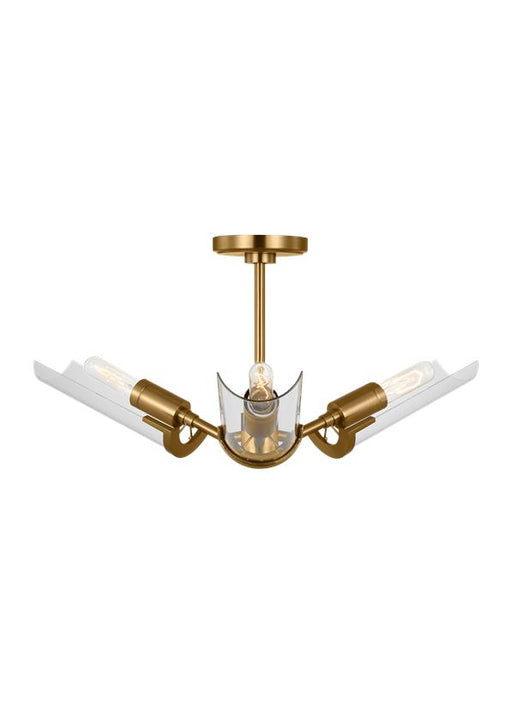 Generation Lighting Mezzo Transitional 3-Light Indoor Dimmable Extra Large Flush Mount Ceiling Light Burnished Brass Gold-Clear Glass Shades (TF1023BBS)
