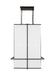 Generation Lighting Dresden Casual 4-Light Indoor Dimmable Large Lantern Pendant In Aged Iron Finish With White Linen Fabric Shade (TFC1004AI)