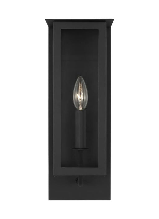 Generation Lighting Dresden Casual 1-Light Outdoor Exterior Medium Lantern Sconce Light In Textured Black Finish With Clear Glass Shades (TFO1001TXB)