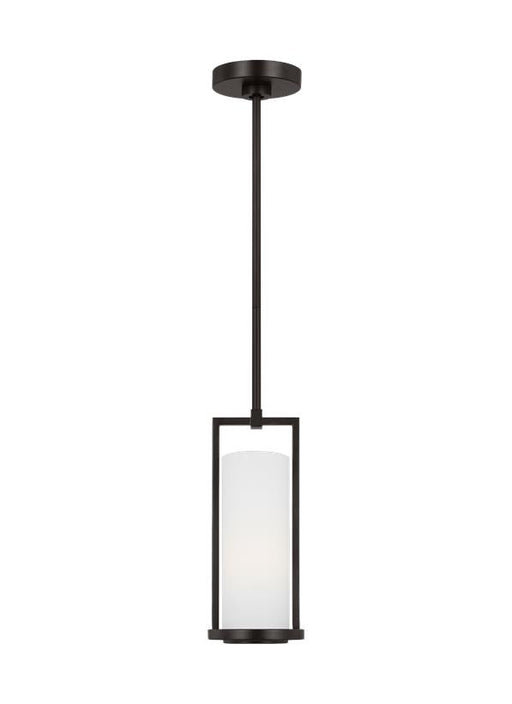 Generation Lighting Sherwood Casual 1-Light Indoor Dimmable Mini Pendant Ceiling Chandelier Light Aged Iron With White Linen Fabric Shade (TFP1011AI)