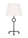 Generation Lighting Montour Casual 1-Light Indoor Large Table Lamp In Aged Iron Finish With White Linen Fabric Shade (TFT1021AI1)