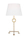 Generation Lighting Montour Casual 1-Light Indoor Large Table Lamp In Coastal Gild Finish With White Linen Fabric Shade (TFT1021CGD1)