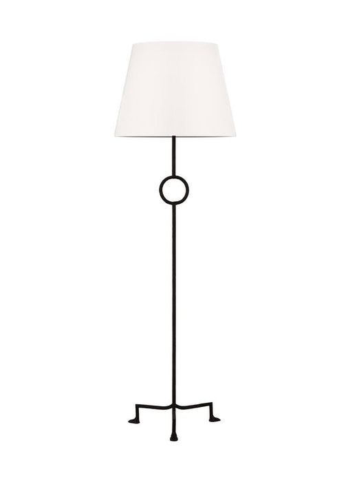 Generation Lighting Montour Casual 1-Light Indoor Large Floor Lamp In Aged Iron Finish With White Linen Fabric Shade (TFT1031AI1)
