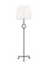 Generation Lighting Montour Casual 1-Light Indoor Large Floor Lamp In Aged Iron Finish With White Linen Fabric Shade (TFT1031AI1)