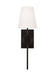 Generation Lighting Montour Casual 1-Light Indoor Dimmable Wall Large Sconce In Aged Iron Finish With White Linen Fabric Shade (TFW1021AI)